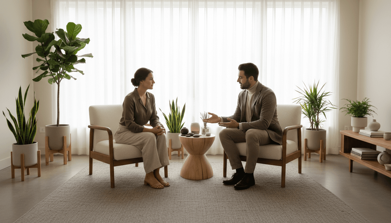 Bright, welcoming consultation space with natural light and professional wellness setting