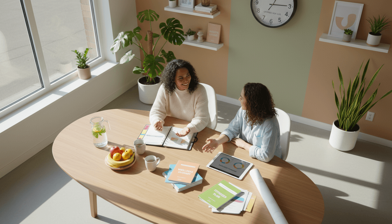 Professional wellness consultant in bright modern office